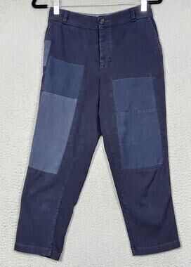 JAMES PERSE Pants Womens Size 25 Blue Patchwork Crop Straight Leg 27X22.5"